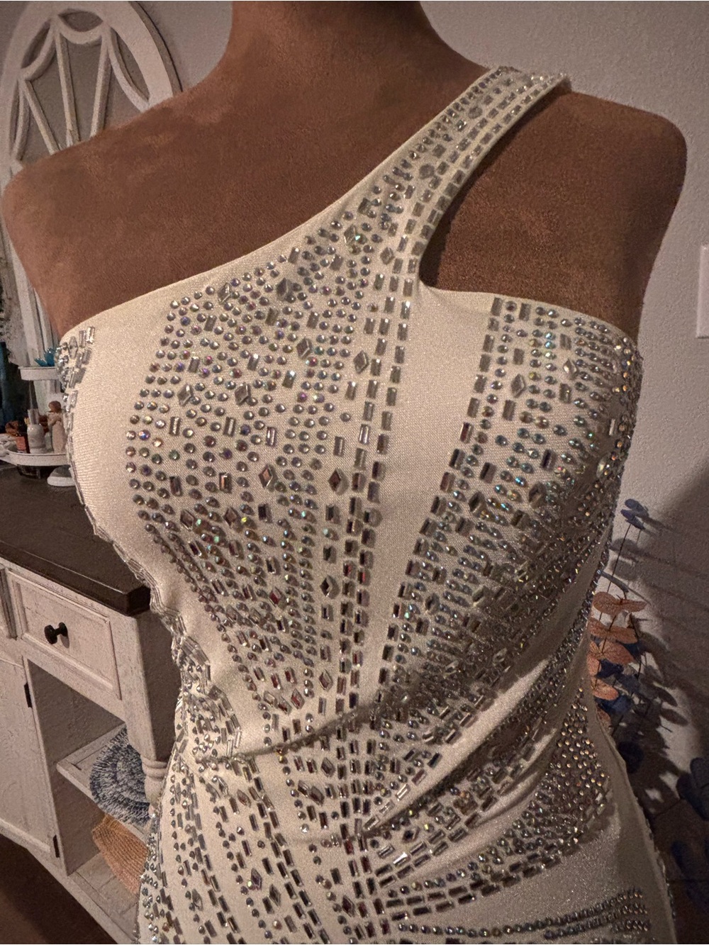 BANJUL Vienna Rhinestone One-Shoulder Maxi Gown size S - Picture 6 of 16